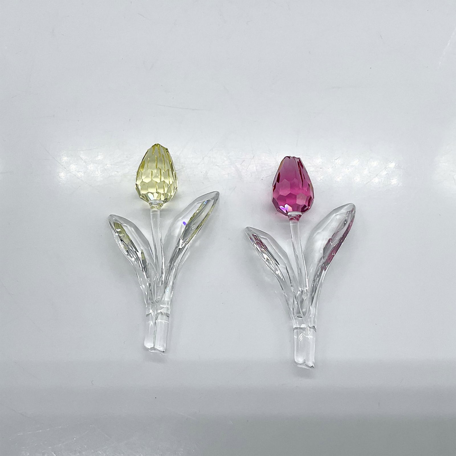 2pc Swarovski Crystal Figurines, Pink and Yellow Tulips (1 of 3)
