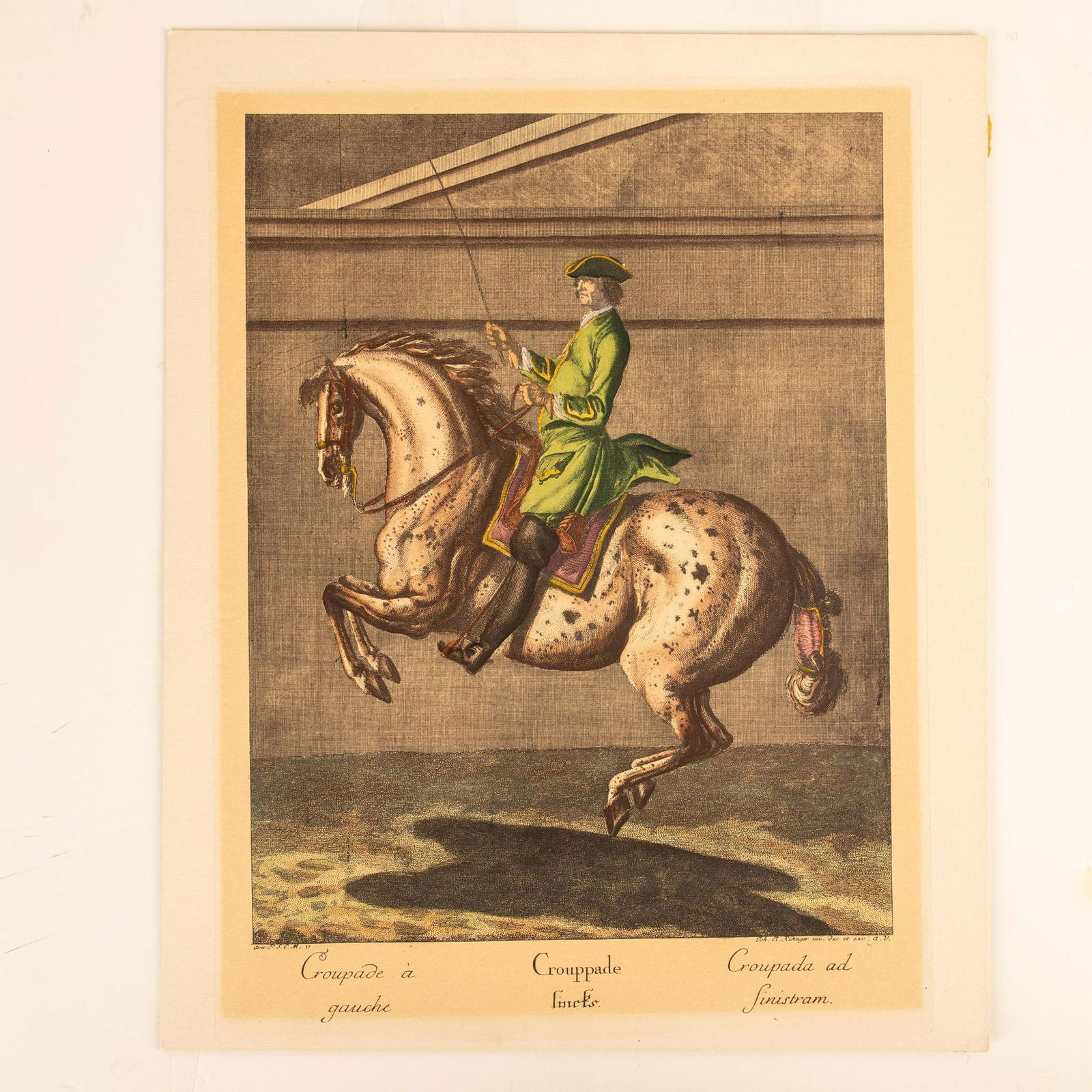 J.E. Ridinger, 18th Century Hand-Colored Etching on Board (1 of 5)