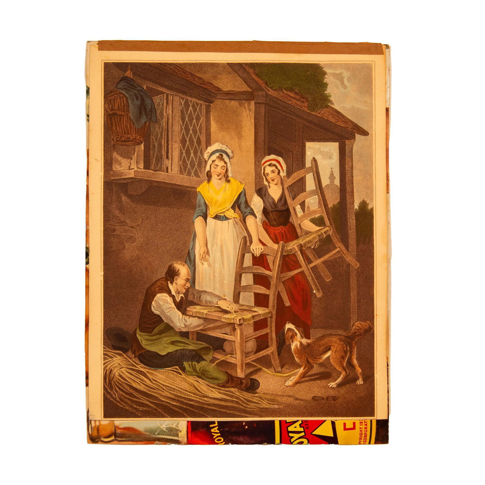 After Wheatley, Original Color Lithograph, Cries of London: Original color lithograph after English Royal Academician Francis Wheatley series' Cries of London, entitled Old Chairs to Mend (Rempailleur de Chaises.) Artist: Francis Wheatley (British 1747-1801) I