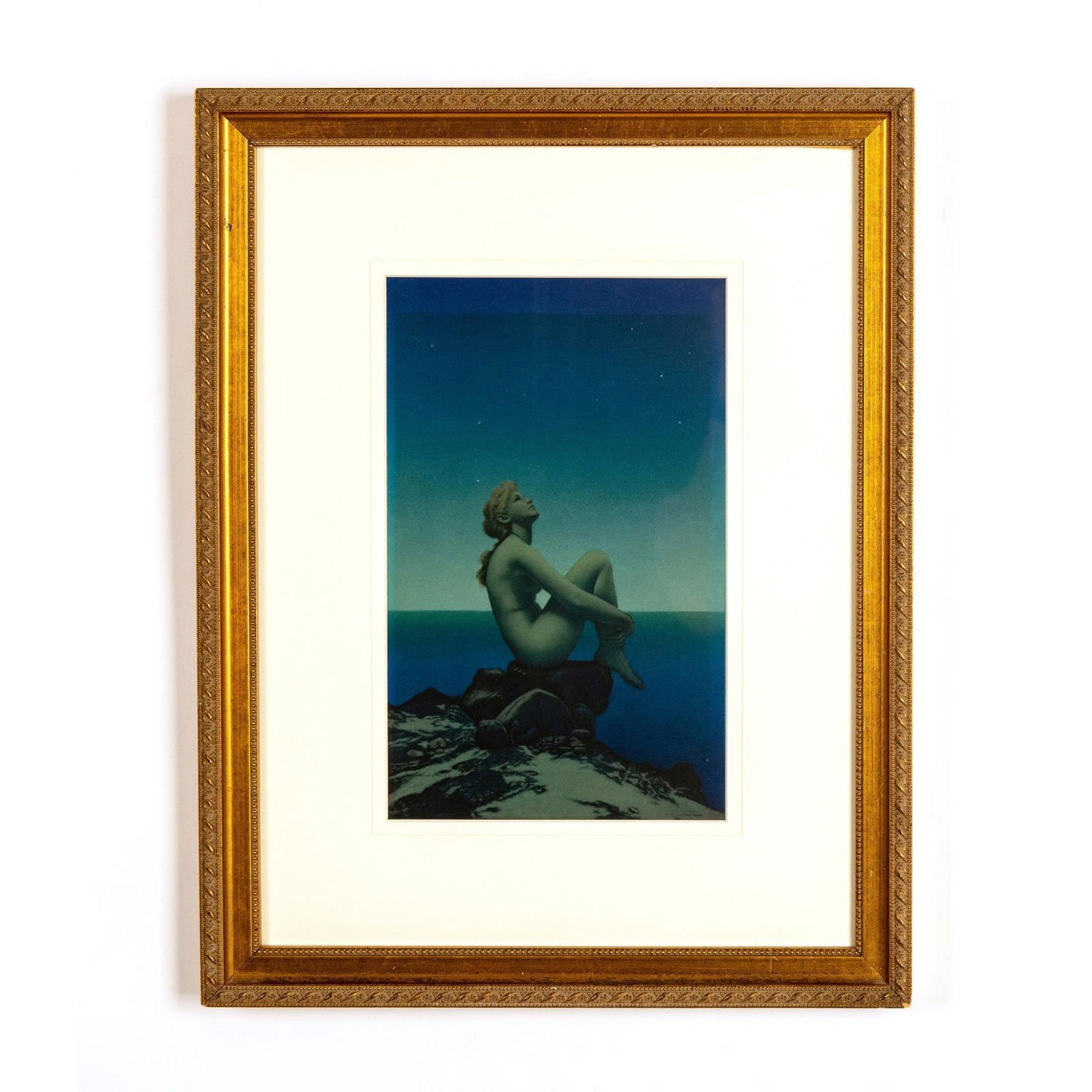Maxfield Parrish, Framed Antique Print on Paper, Stars: Stars is a gorgeous antique print on paper by American artist Maxfield Parrish after his original 1926 painting for Reinthal & Newman, and later distributed as a print by the House of Art, New York. S