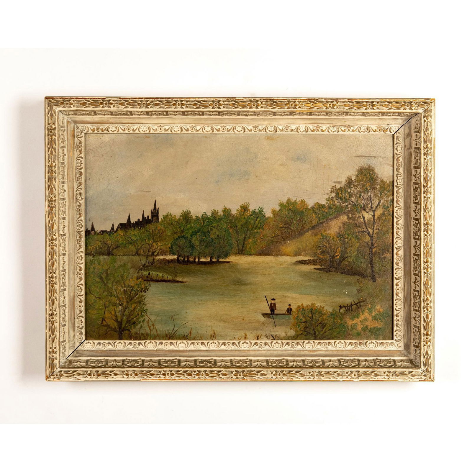 Antique Original Oil on Board, Naive Folk Art Landscape (1 of 6)