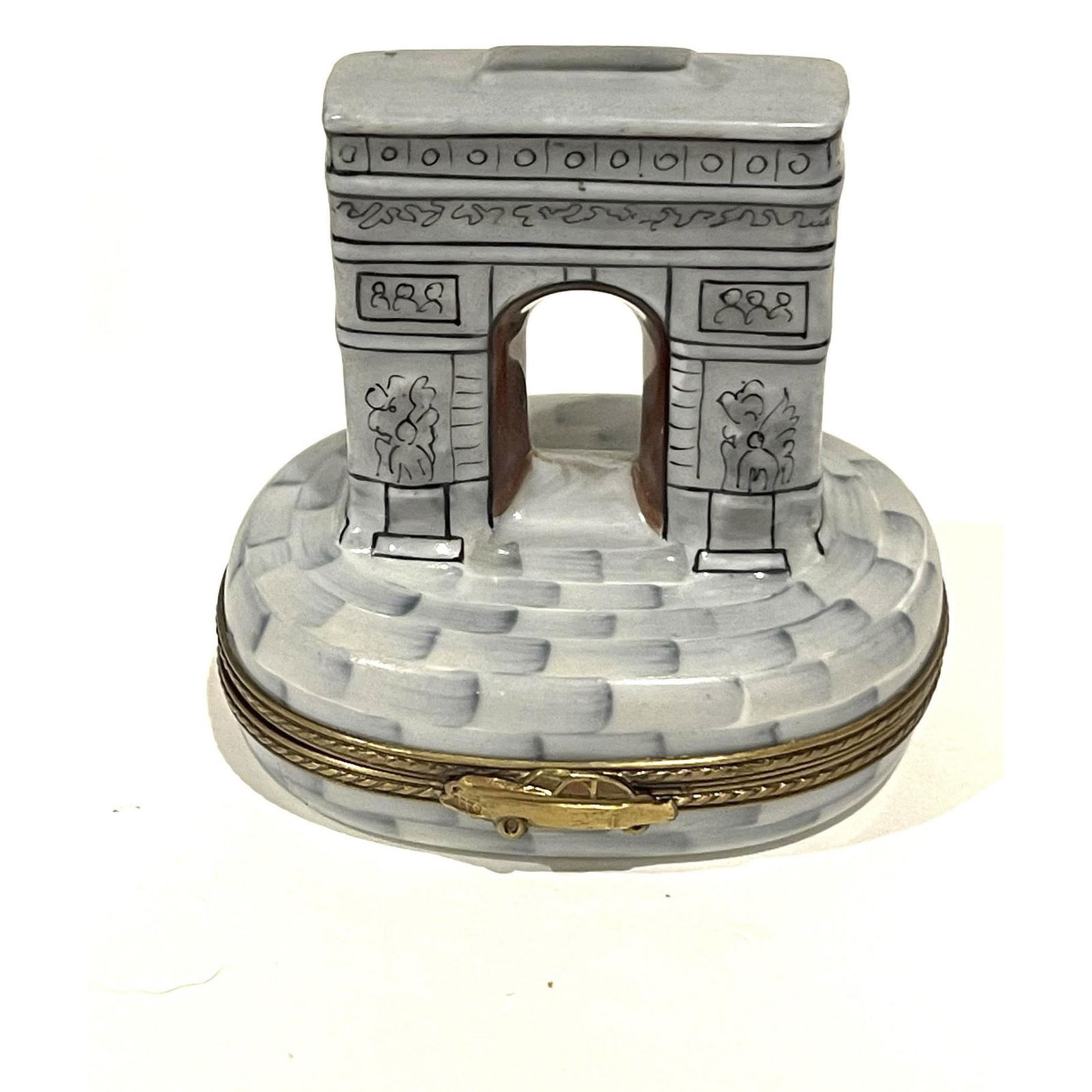 Rare Limited Ed Limoges Keepsake Box, Gray Arc de Triomphe (1 of 5)