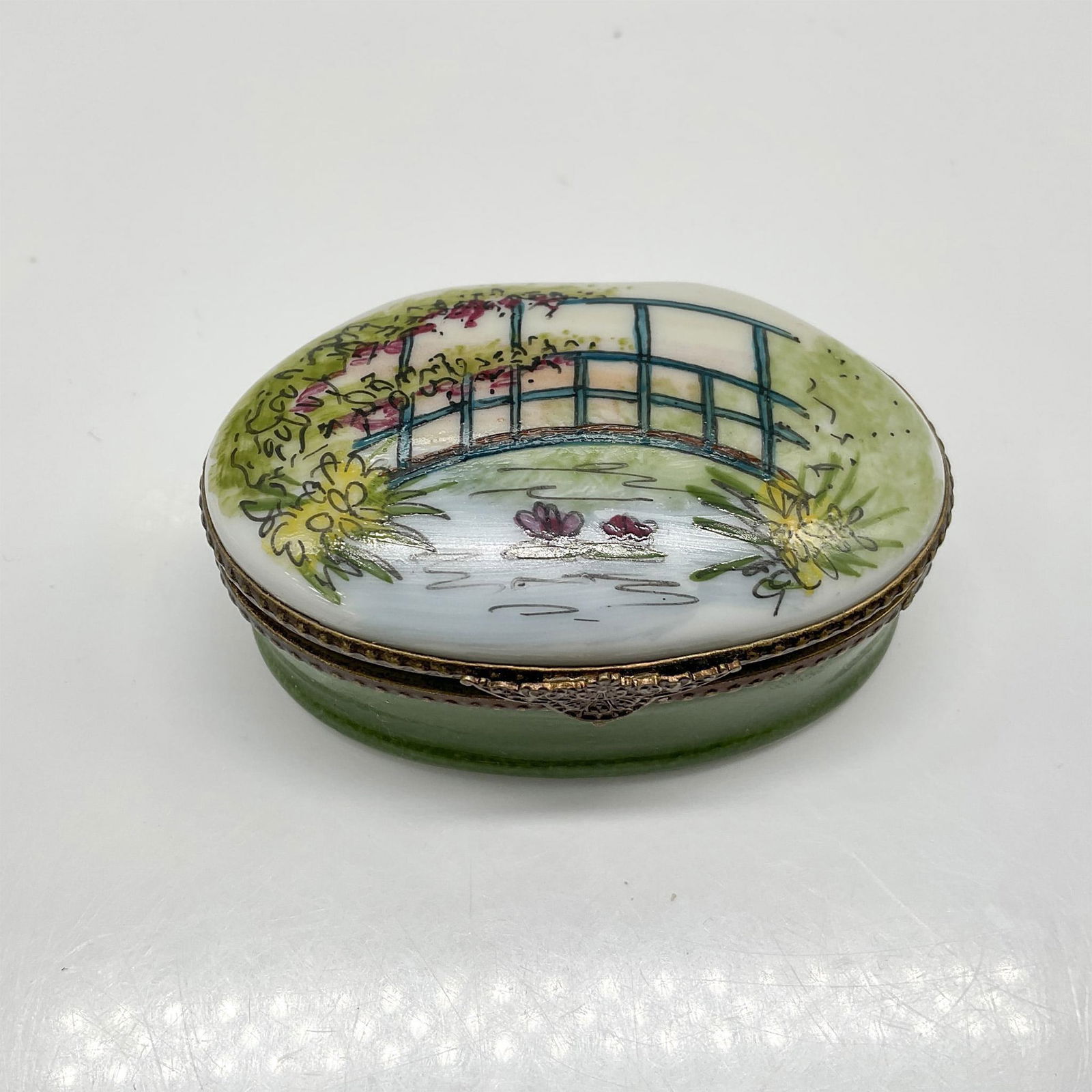 Limoges Peint Main Claude Monet Box, The Water-Lily Pond (1 of 4)