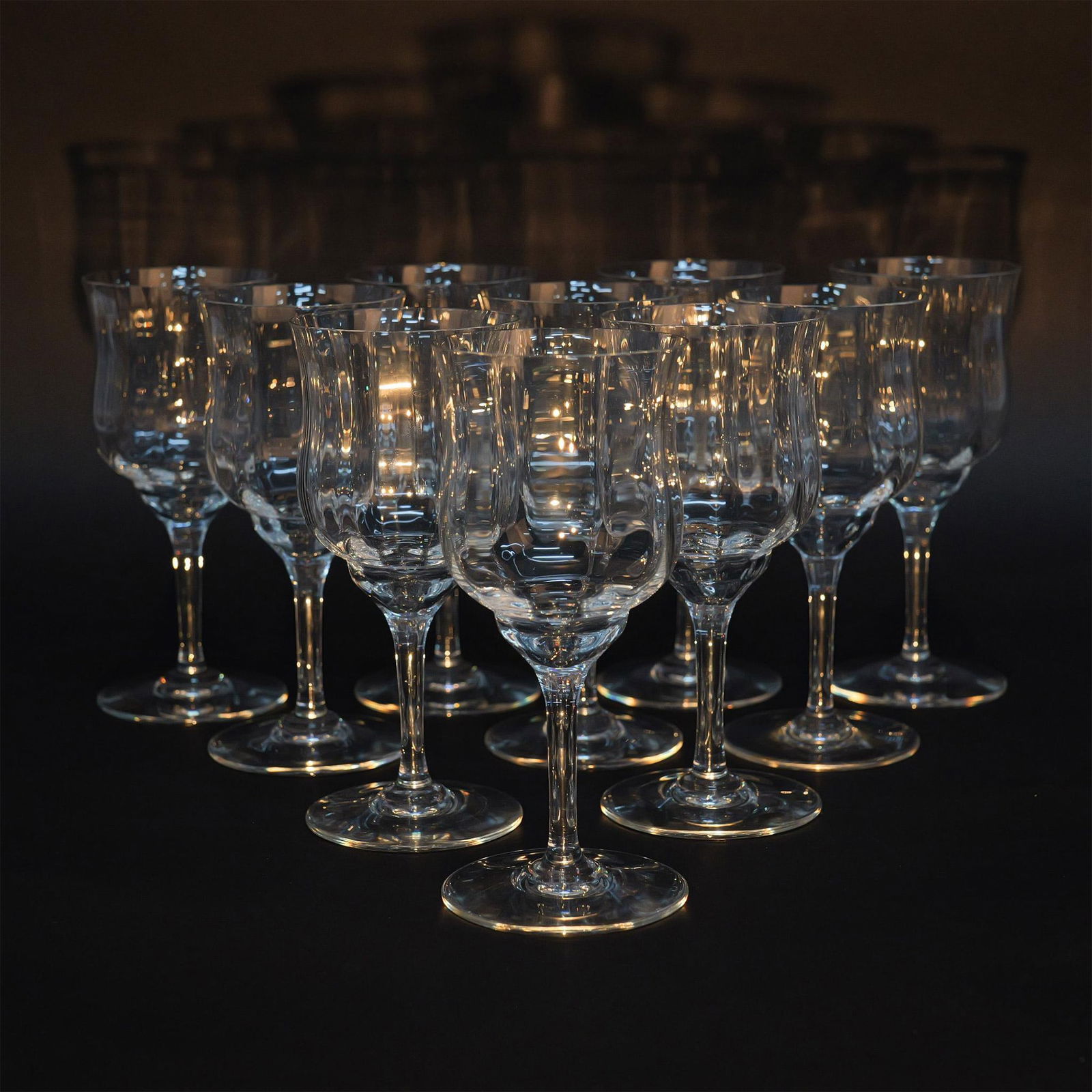 10pc Baccarat Crystal Tall Water Goblets, Capri Optic (1 of 6)