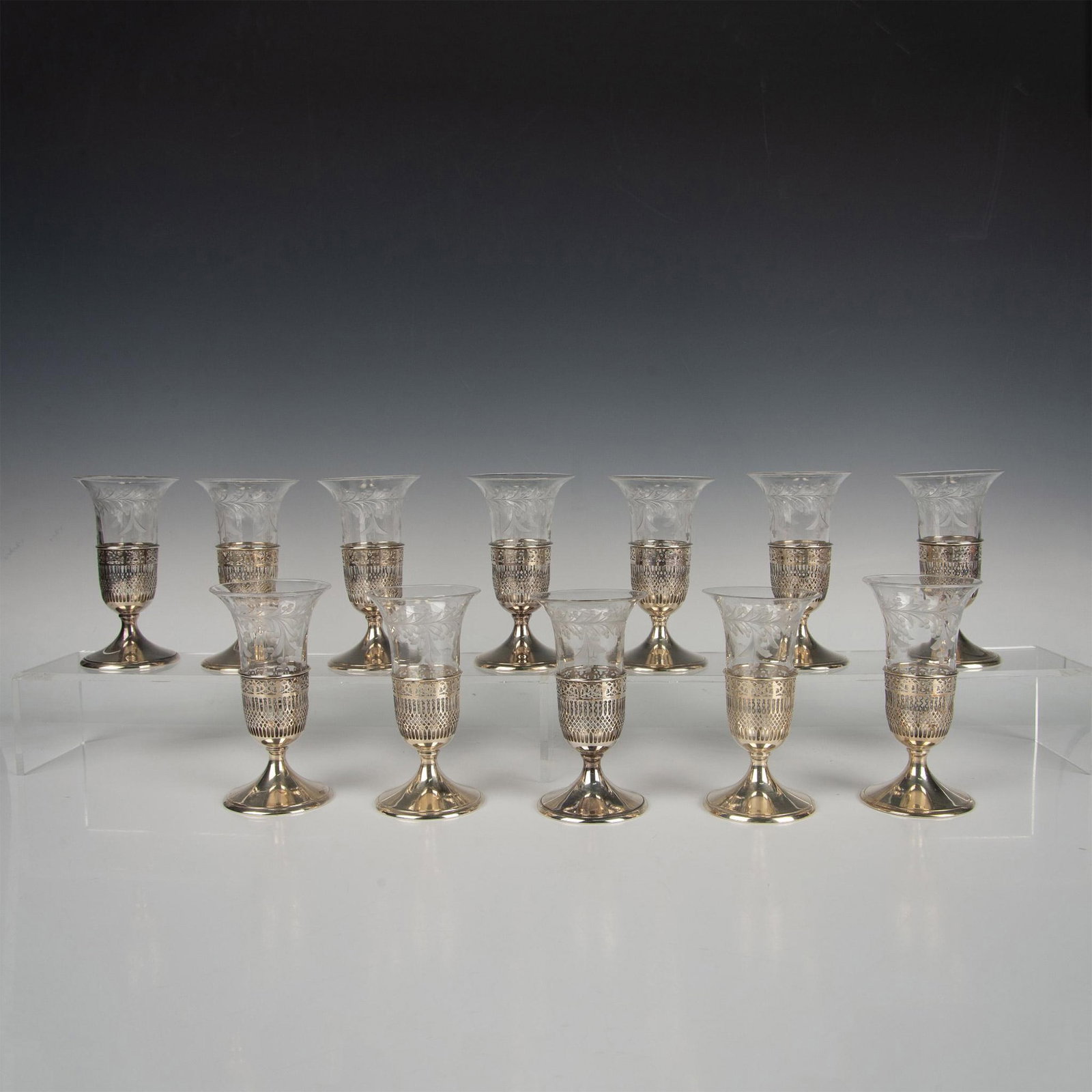 FM Whiting Sterling Silver & Cut Crystal Parfaits, Set of 12 (1 of 8)