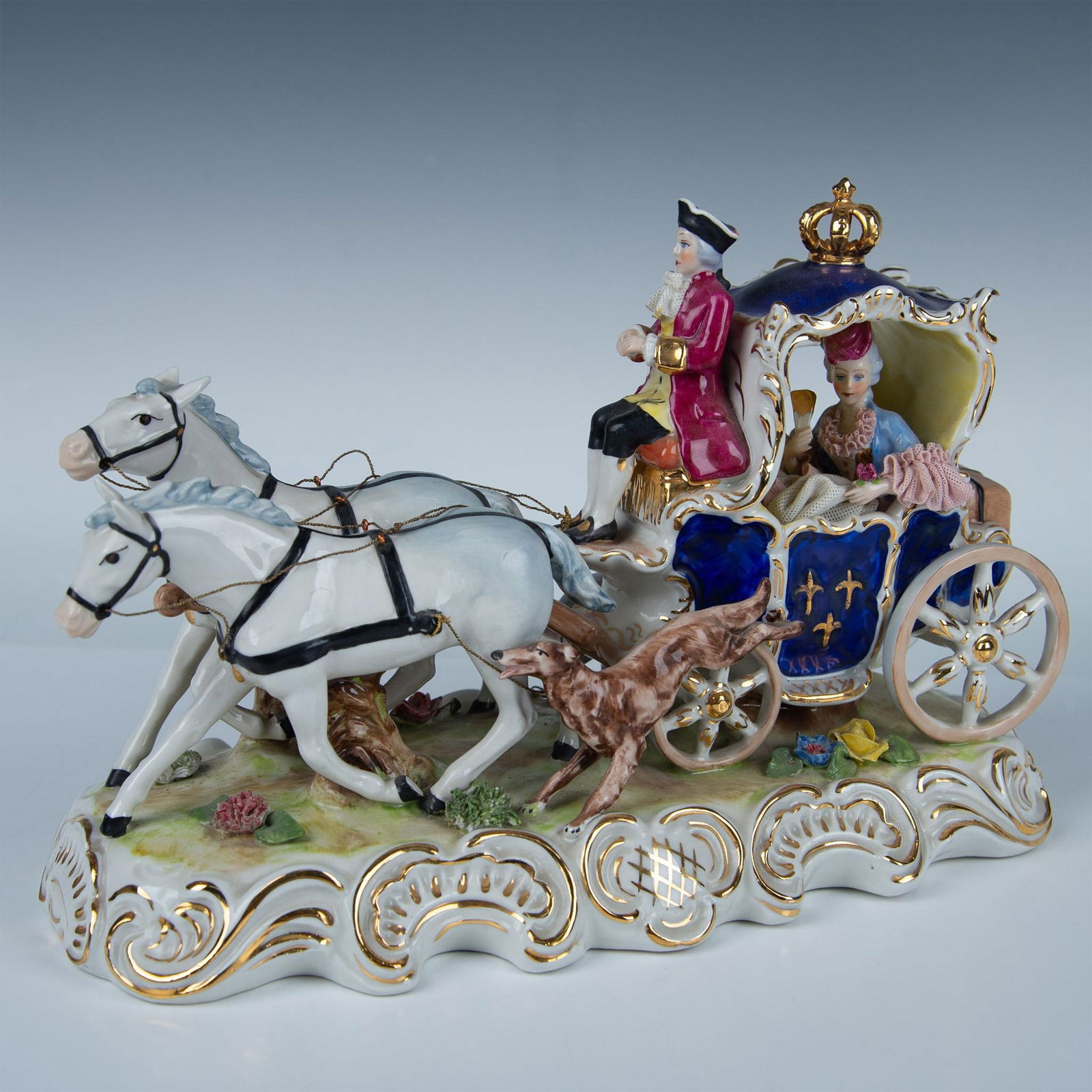 Dresden Porcelain Horse Drawn Carriage Figurine (1 of 8)
