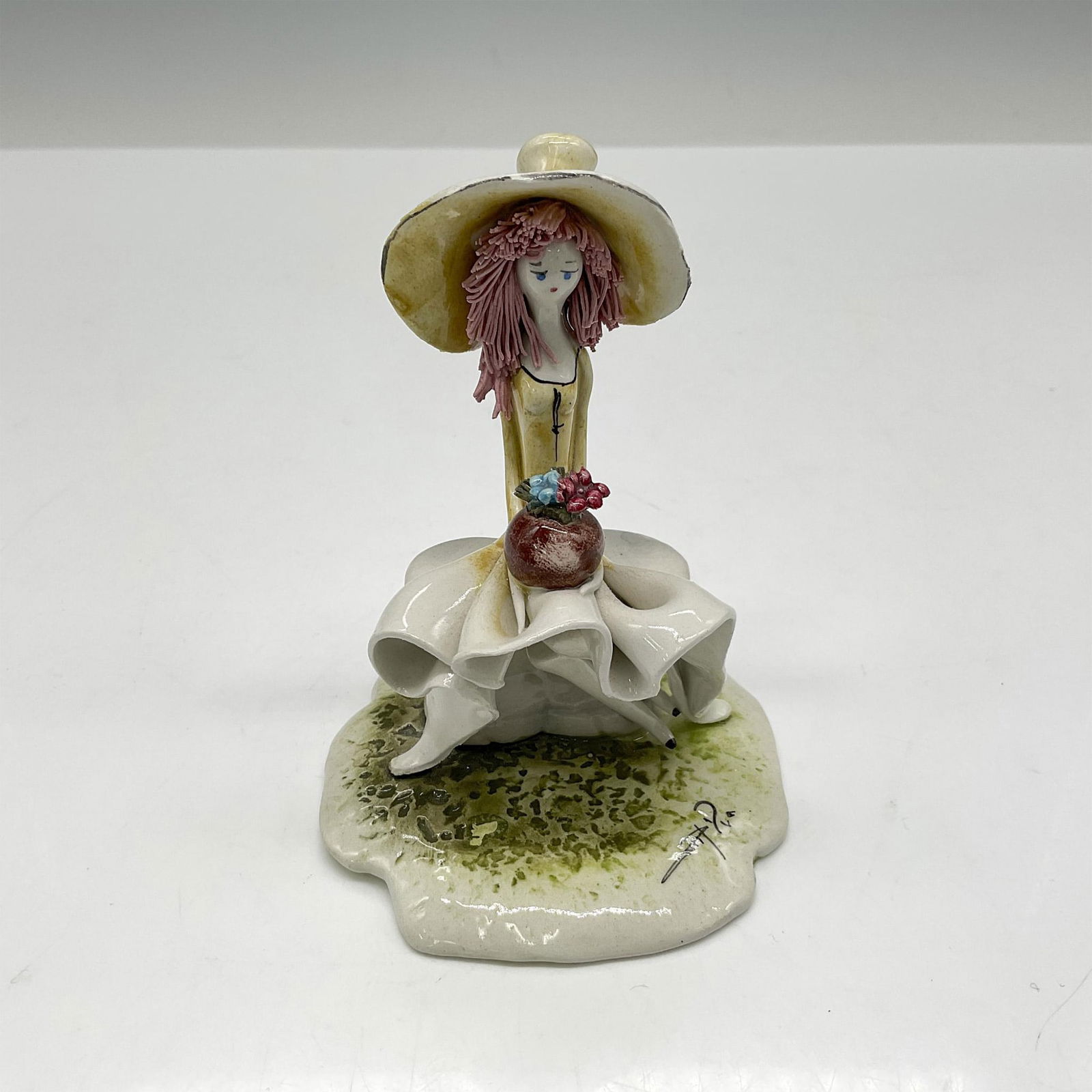 Zampiva Italian Porcelain Figurine, Signed Girl with Flowers (1 of 4)