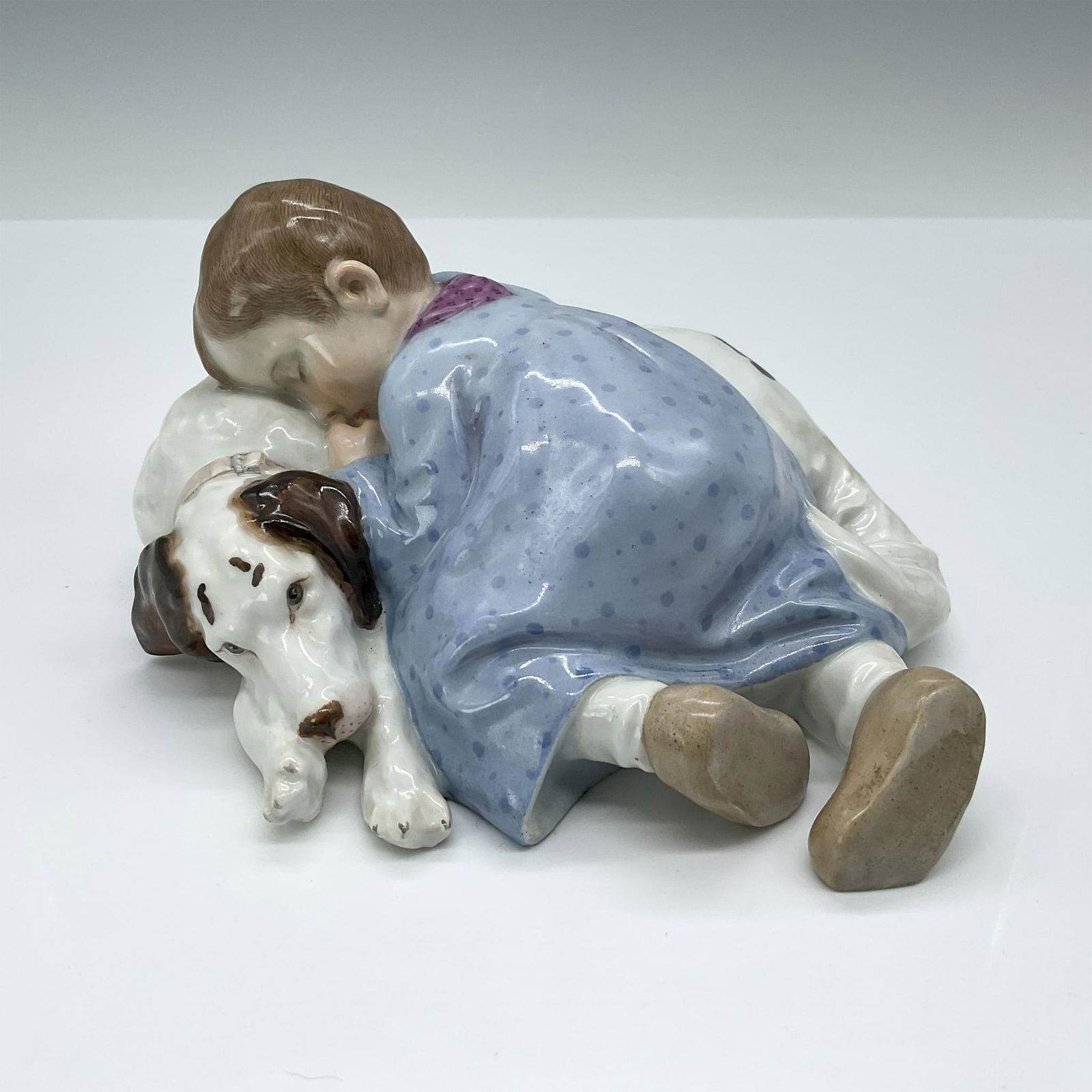 Meissen Style Porcelain Figurine, Boy with Dog (1 of 3)