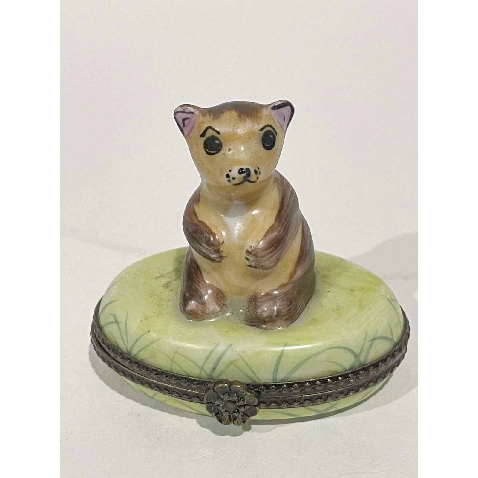 Limoges France Keepsake Box, Brown Bear Artist Initialed (1 of 3)