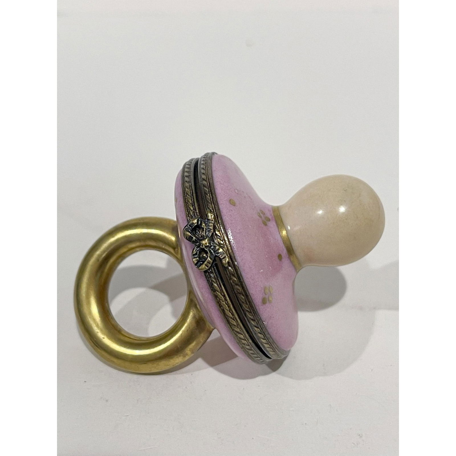 Limoges France Keepsake Box, Pink Baby Pacifier Numbered (1 of 3)