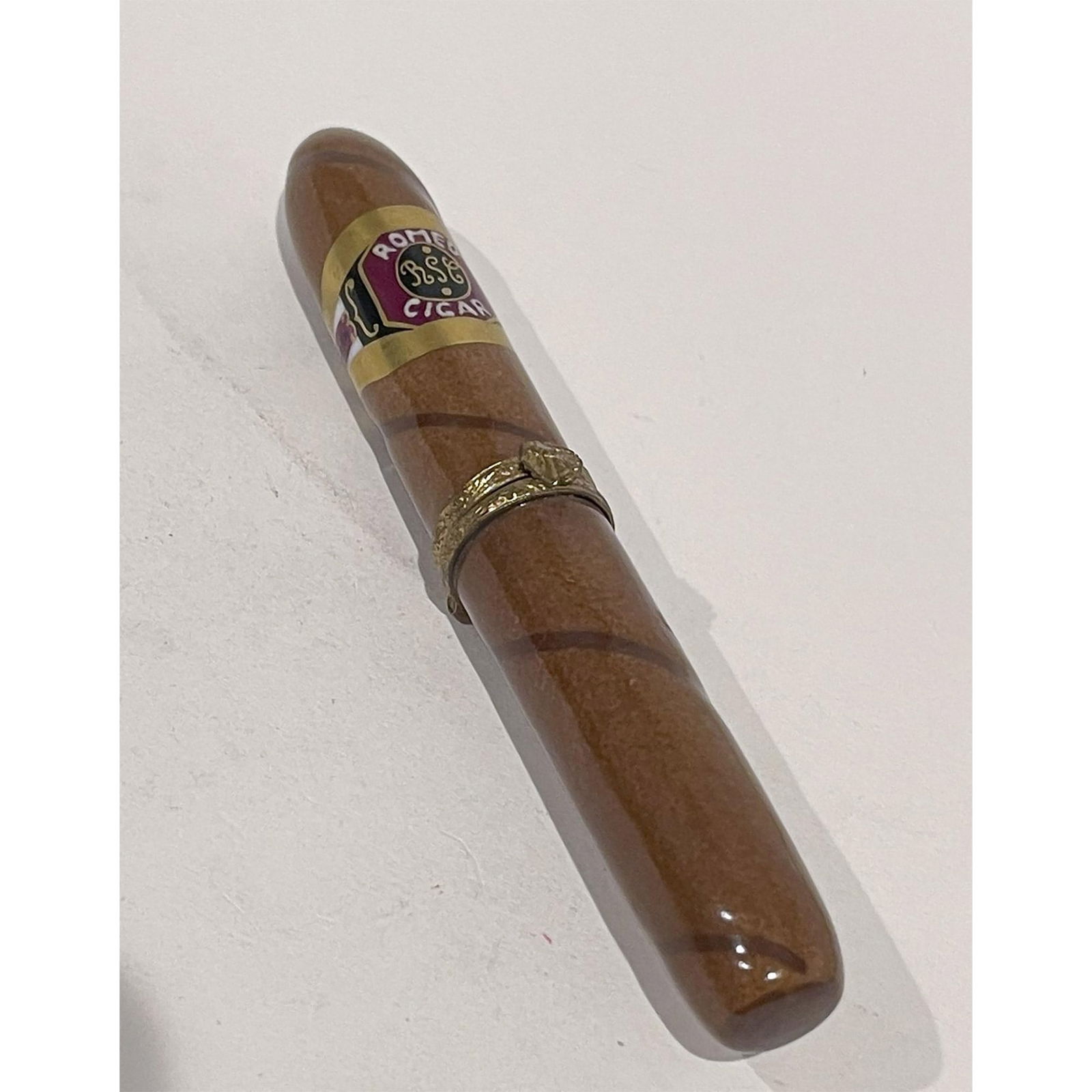 Limoges France Keepsake Box, Hand Rolled Cigar (1 of 3)