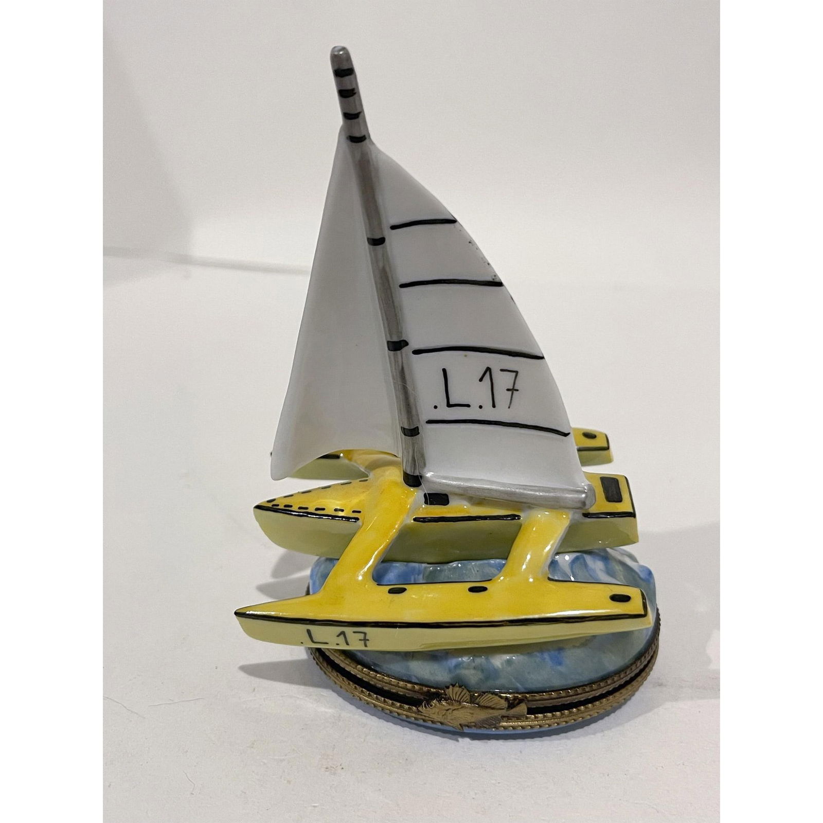 Limoges France Keepsake Box, Catamaran on the Water (1 of 3)