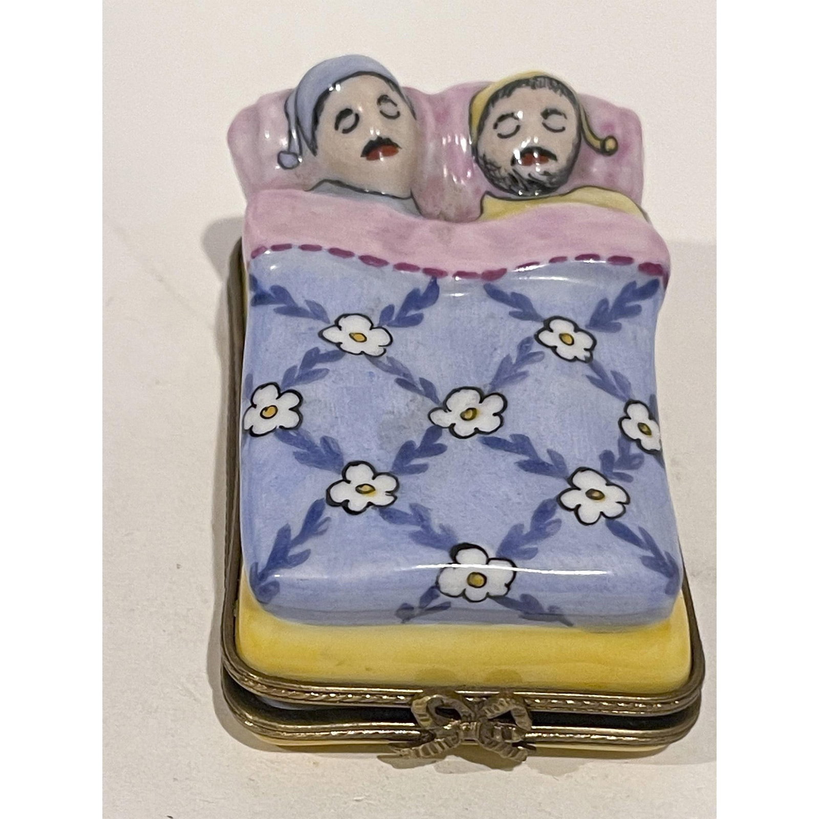 Limoges France Keepsake Box, Couple Sleeping in Bed (1 of 4)