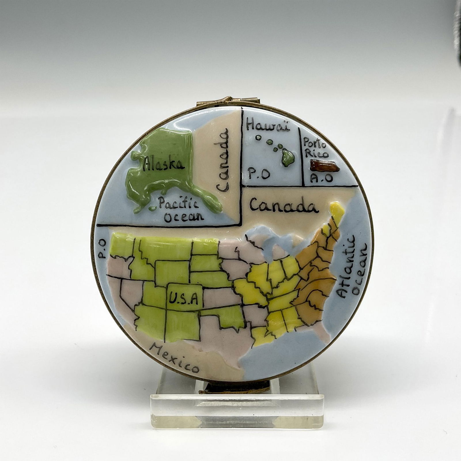 Limoges Peint Main Porcelain United States Map Box (1 of 4)