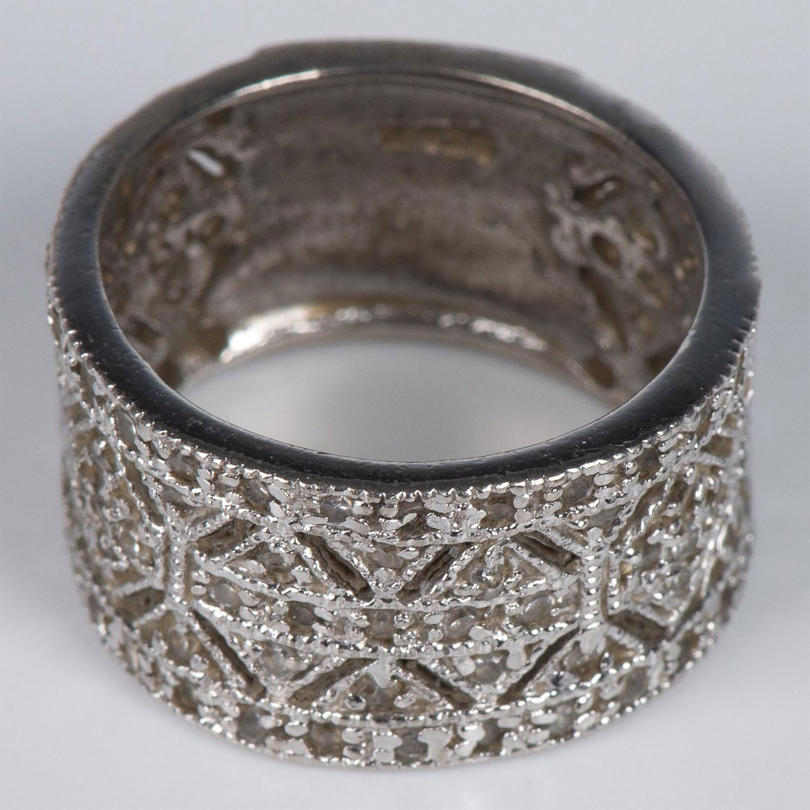 Gorgeous Thick Sterling Silver Crystal Band Ring (1 of 6)