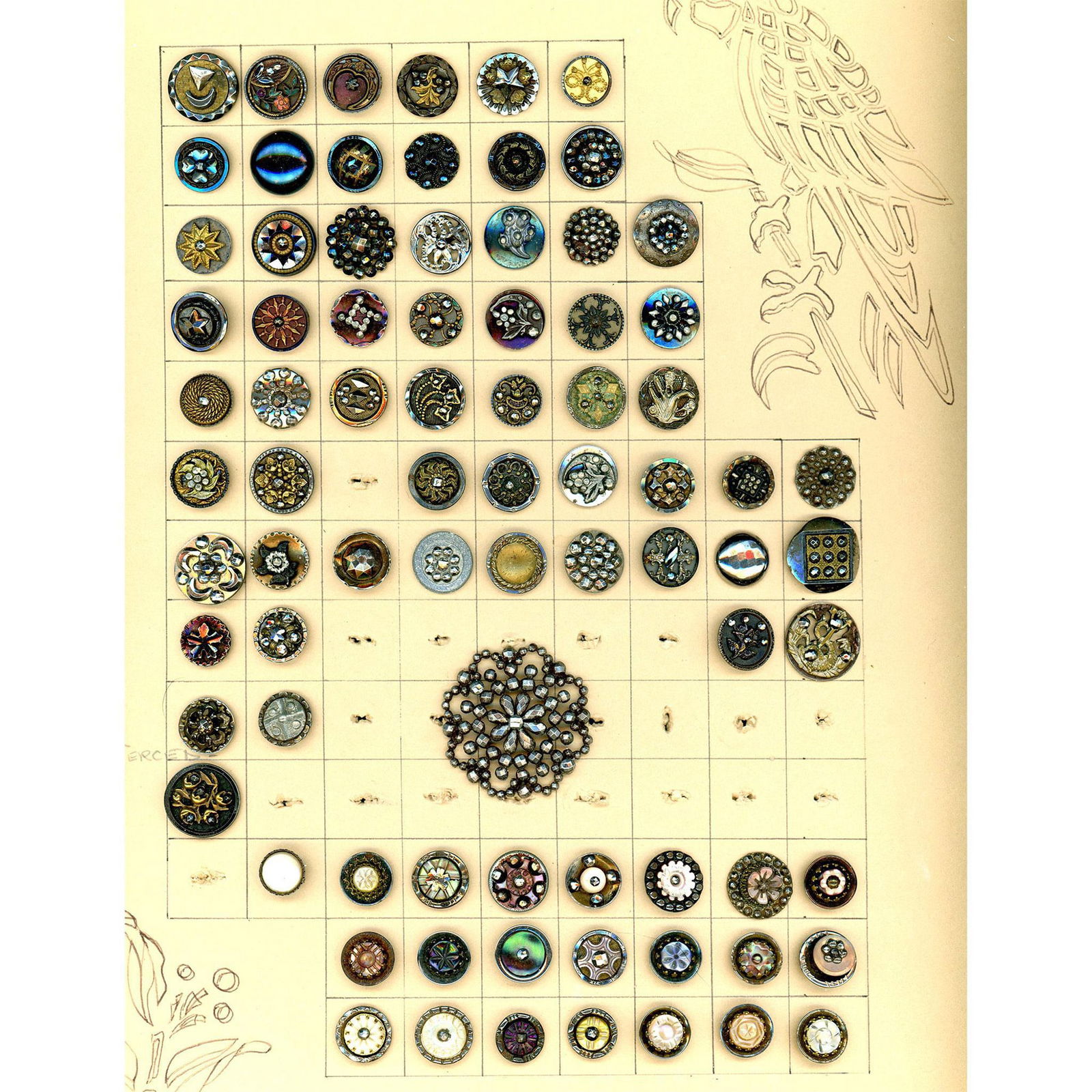 A card of assorted steel buttons (1 of 2)