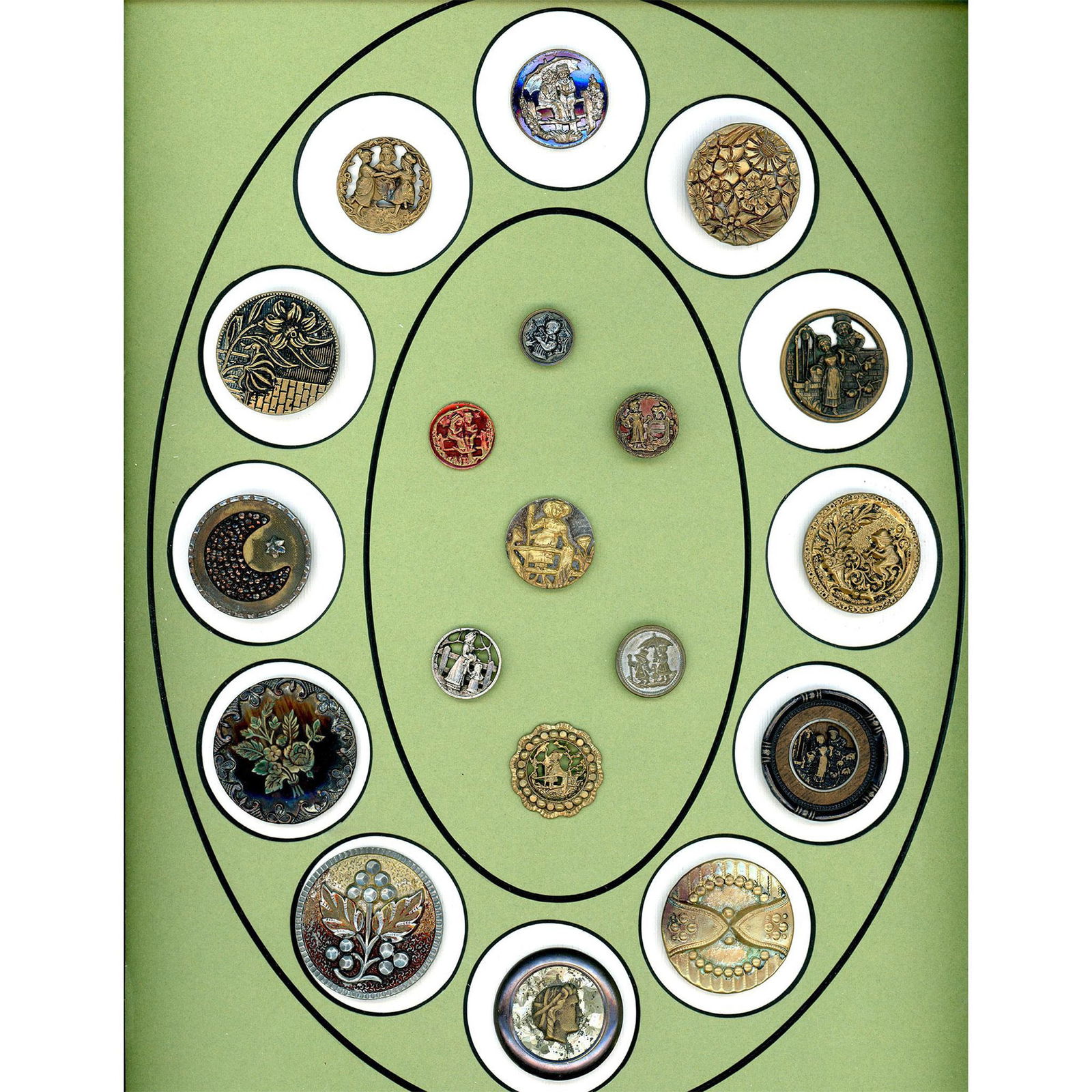 1 Card of assorted metal buttons including pictorial (1 of 4)