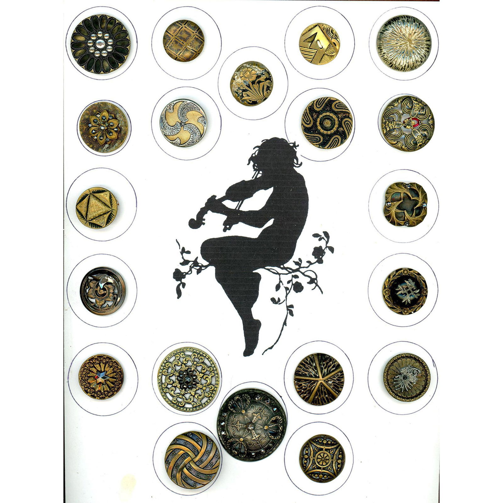 Card of assorted metal buttons including cut steel trim (1 of 4)