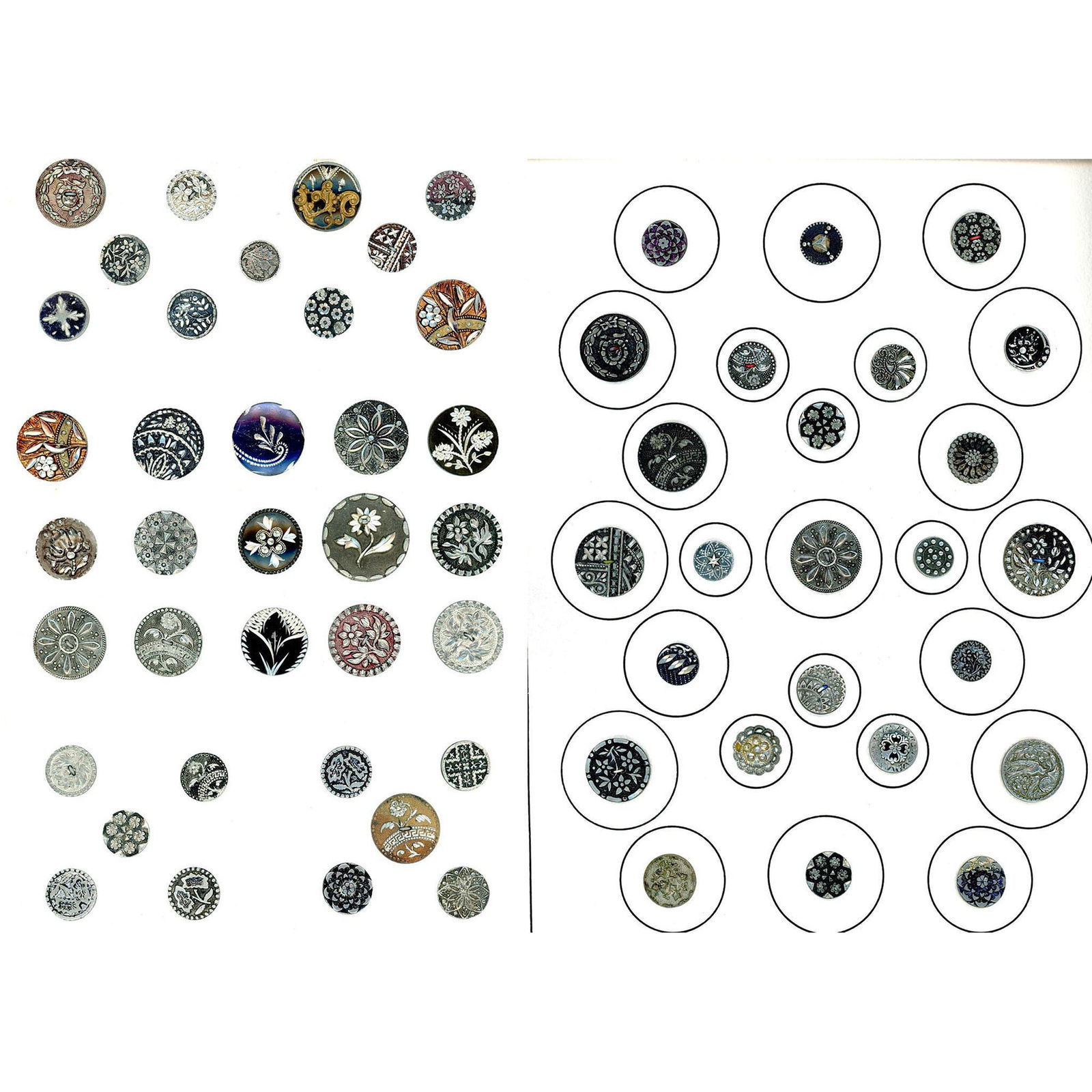 2 Cards of assorted pewter buttons (1 of 3)