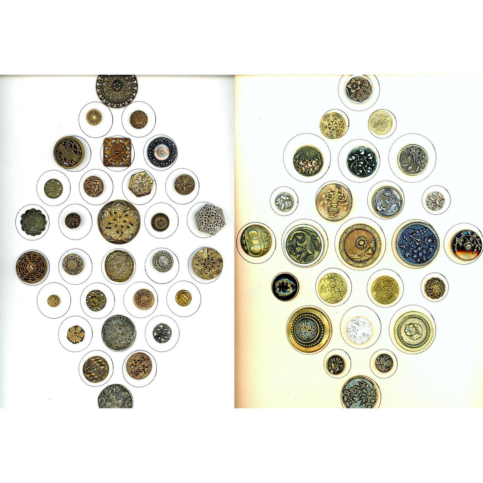 2 Cards of assorted metal buttons including pictorial (1 of 3)