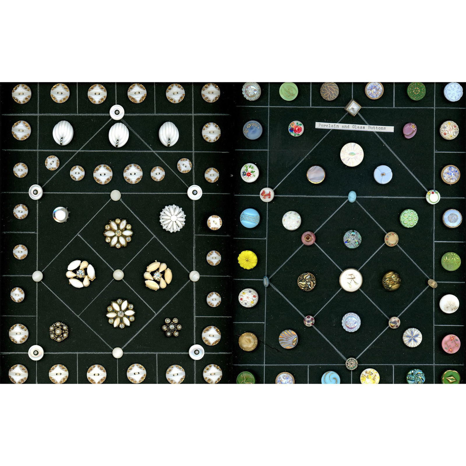 2 Cards of assorted glass and glass in metal buttons (1 of 5)