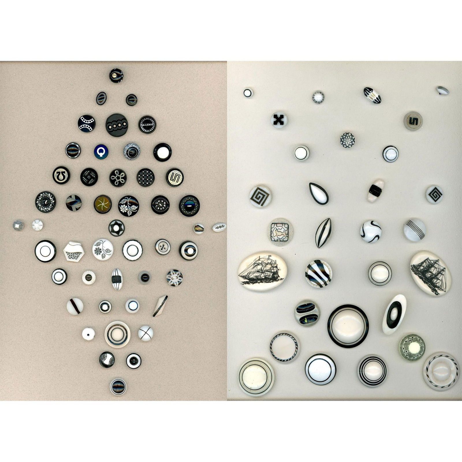 2 Cards of glass buttons specialized to black and white (1 of 3)