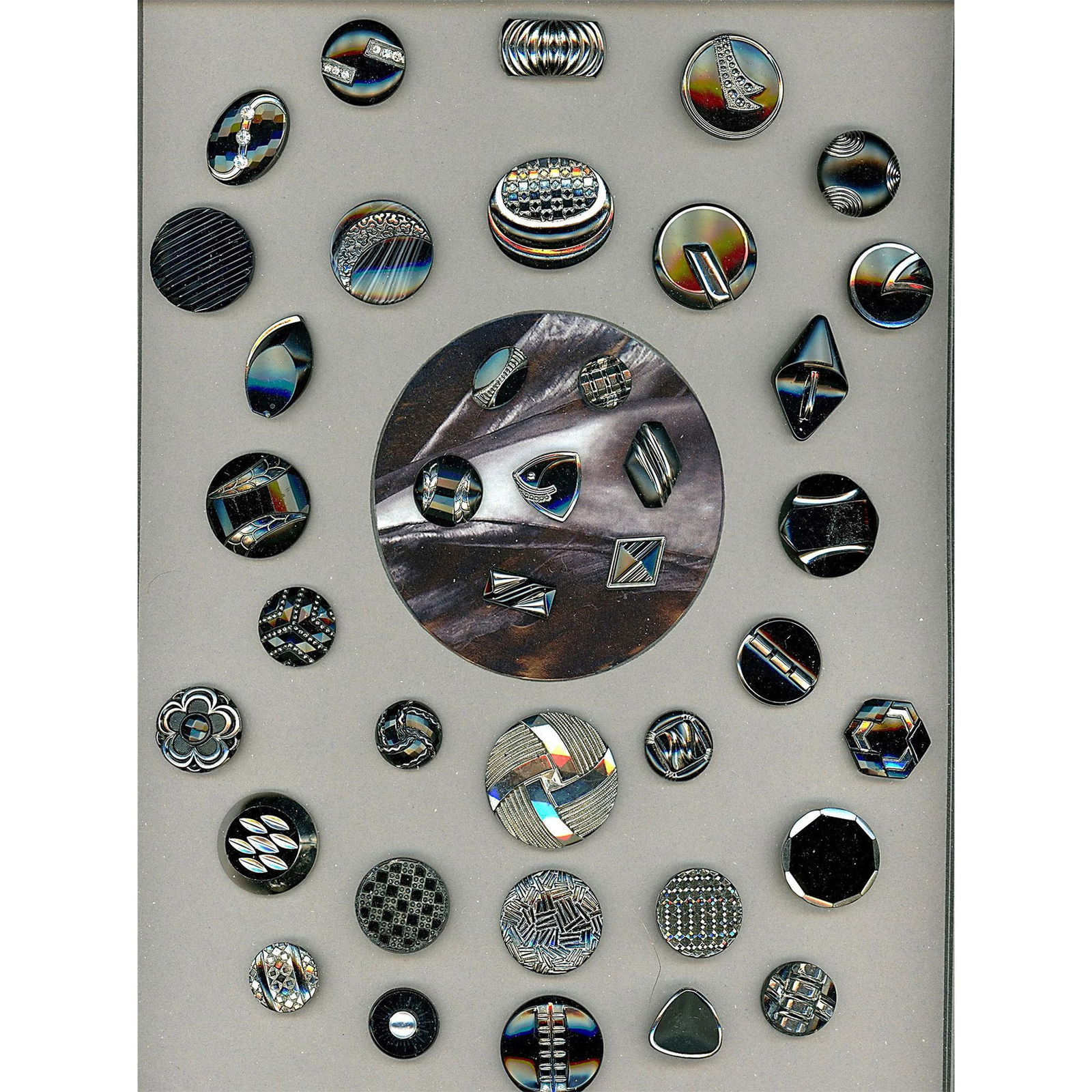 2 Cards of assorted black glass buttons (1 of 4)