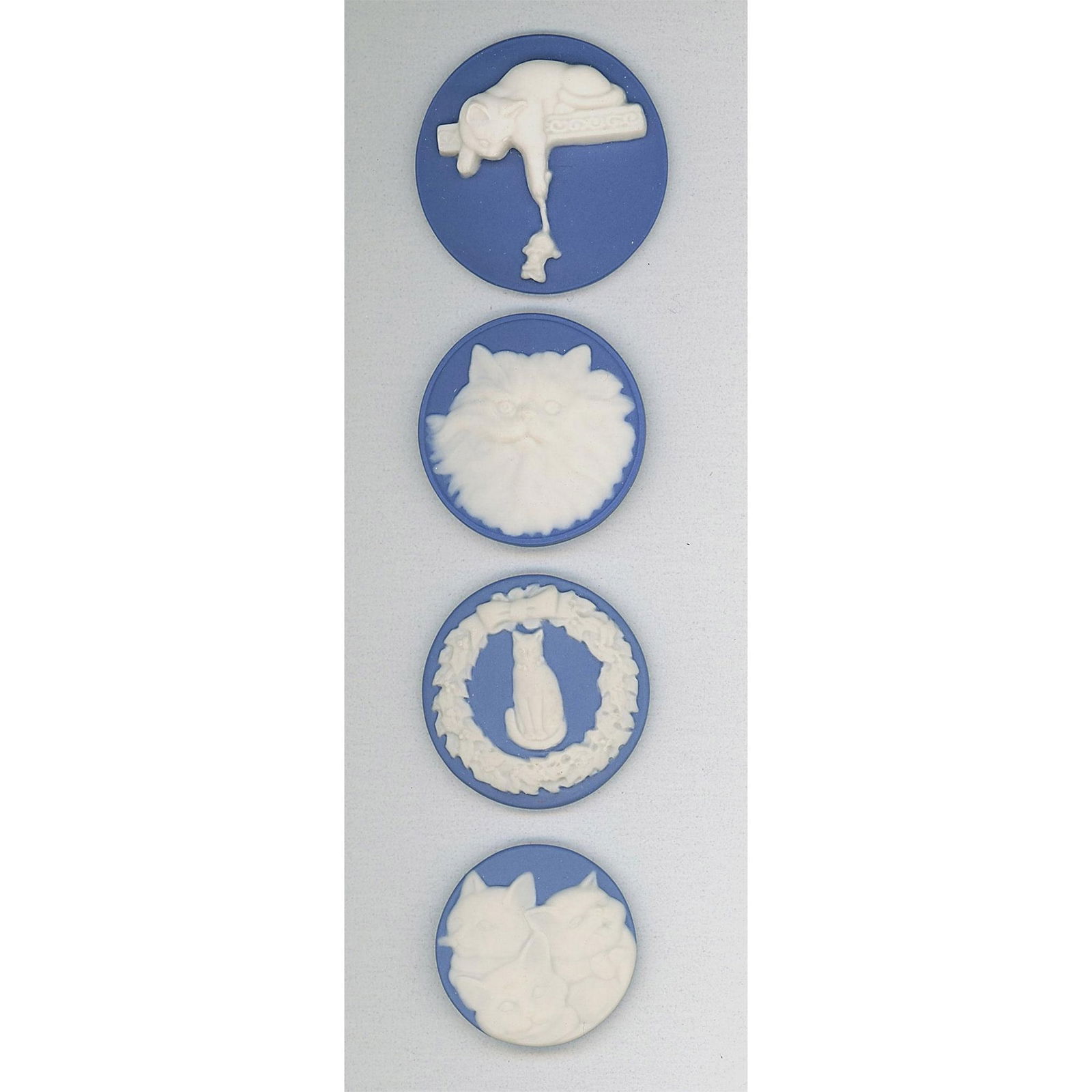 A small card of 20th century blue Jasperware buttons (1 of 5)