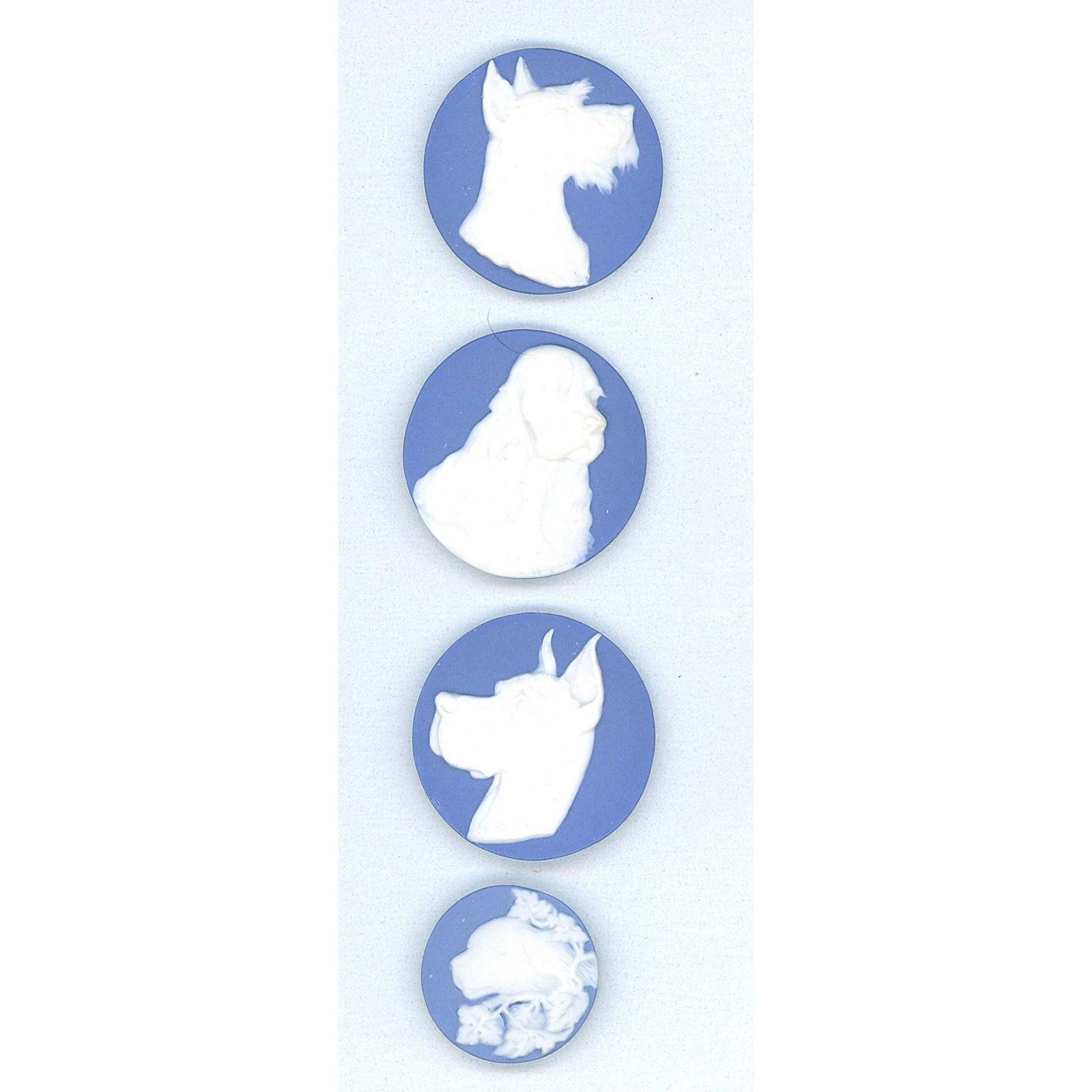 A small card of 20th century blue Jasperware buttons (1 of 5)