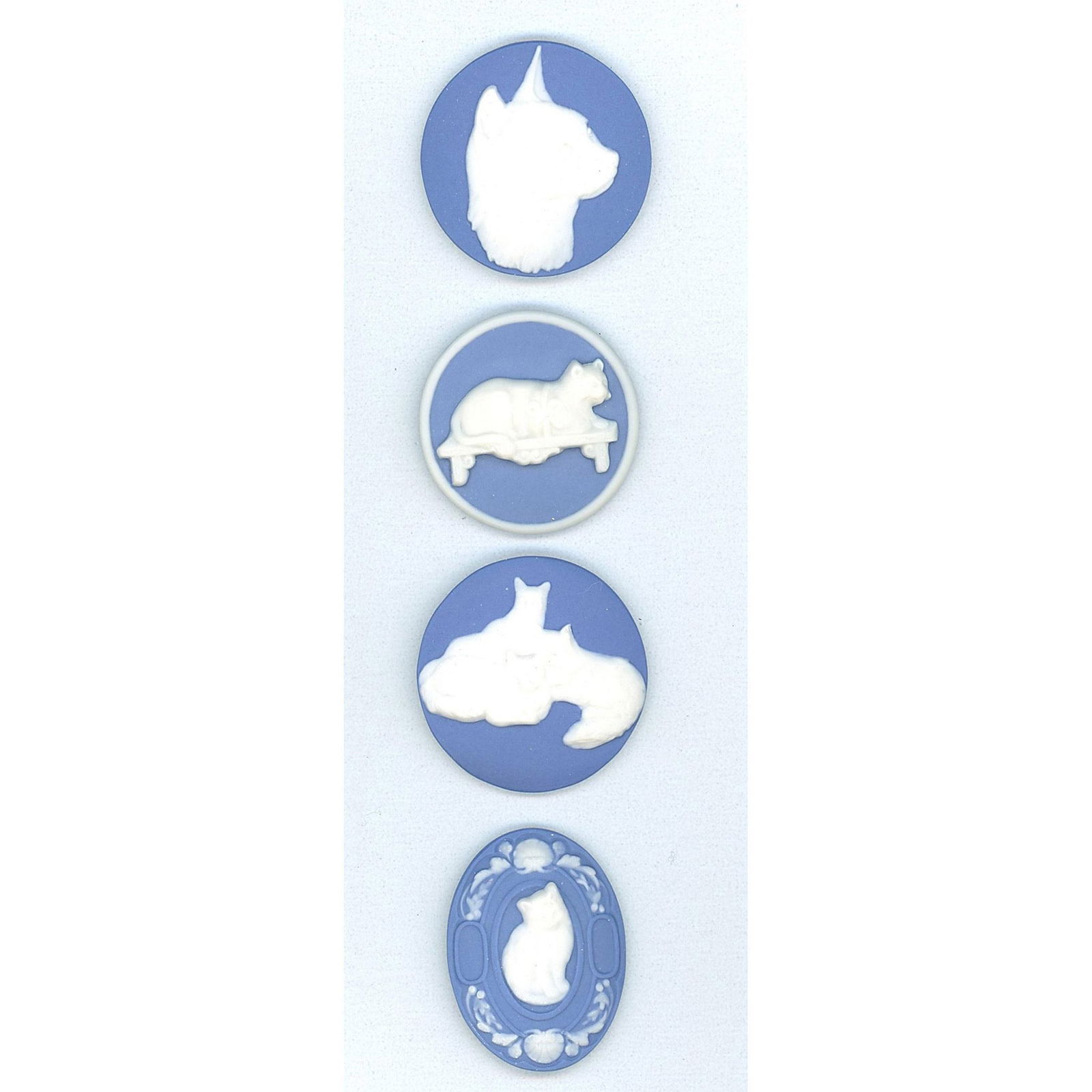 A small card of 20th century blue Jasperware buttons (1 of 5)