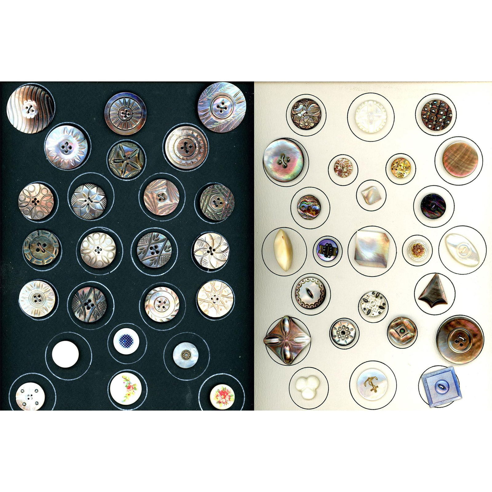 2 Cards of assorted techniques in pearl buttons (1 of 3)