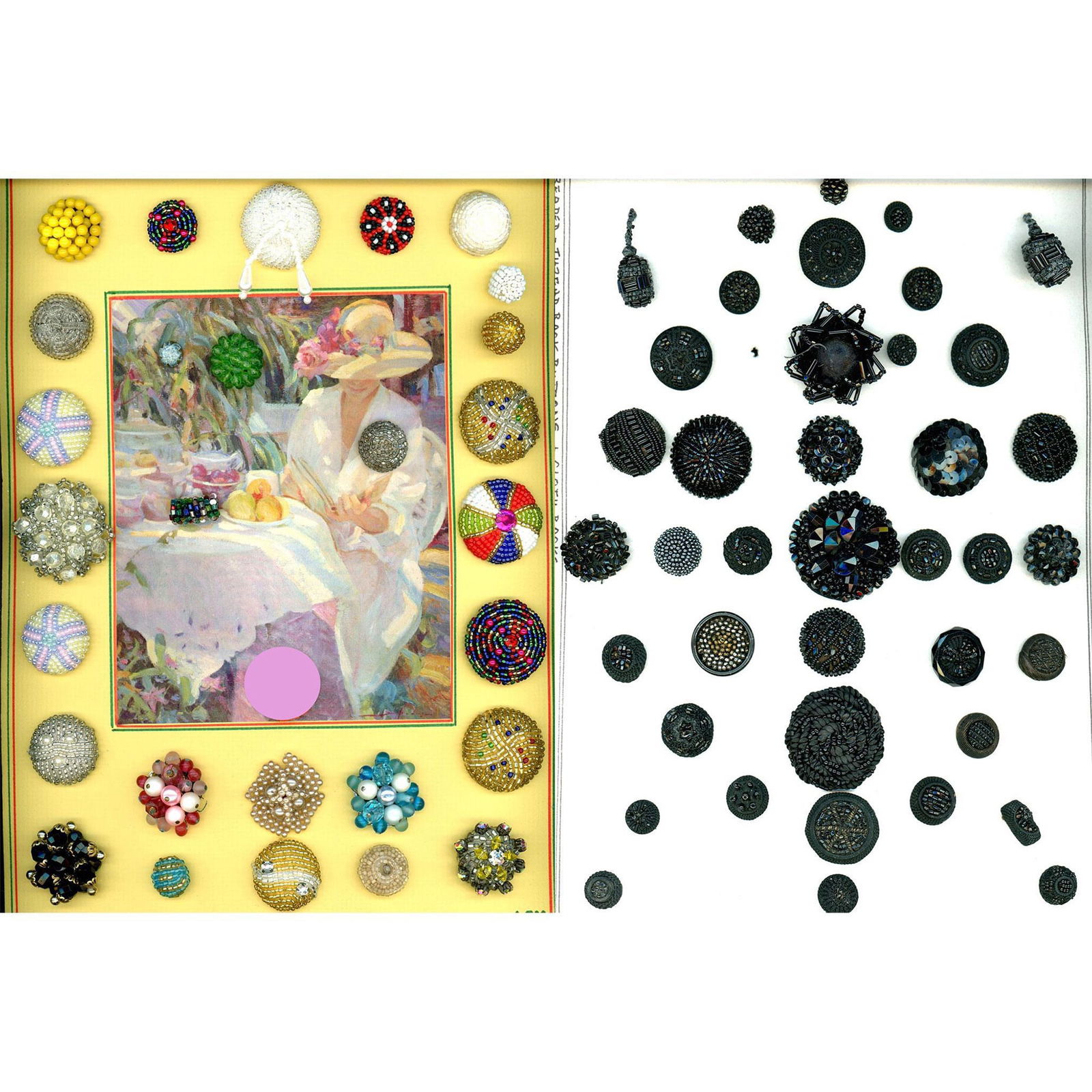 2 Cards of assorted beaded fabric buttons (1 of 5)