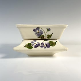 2pc Clinchfield Art Pottery Flower Pot, Violets