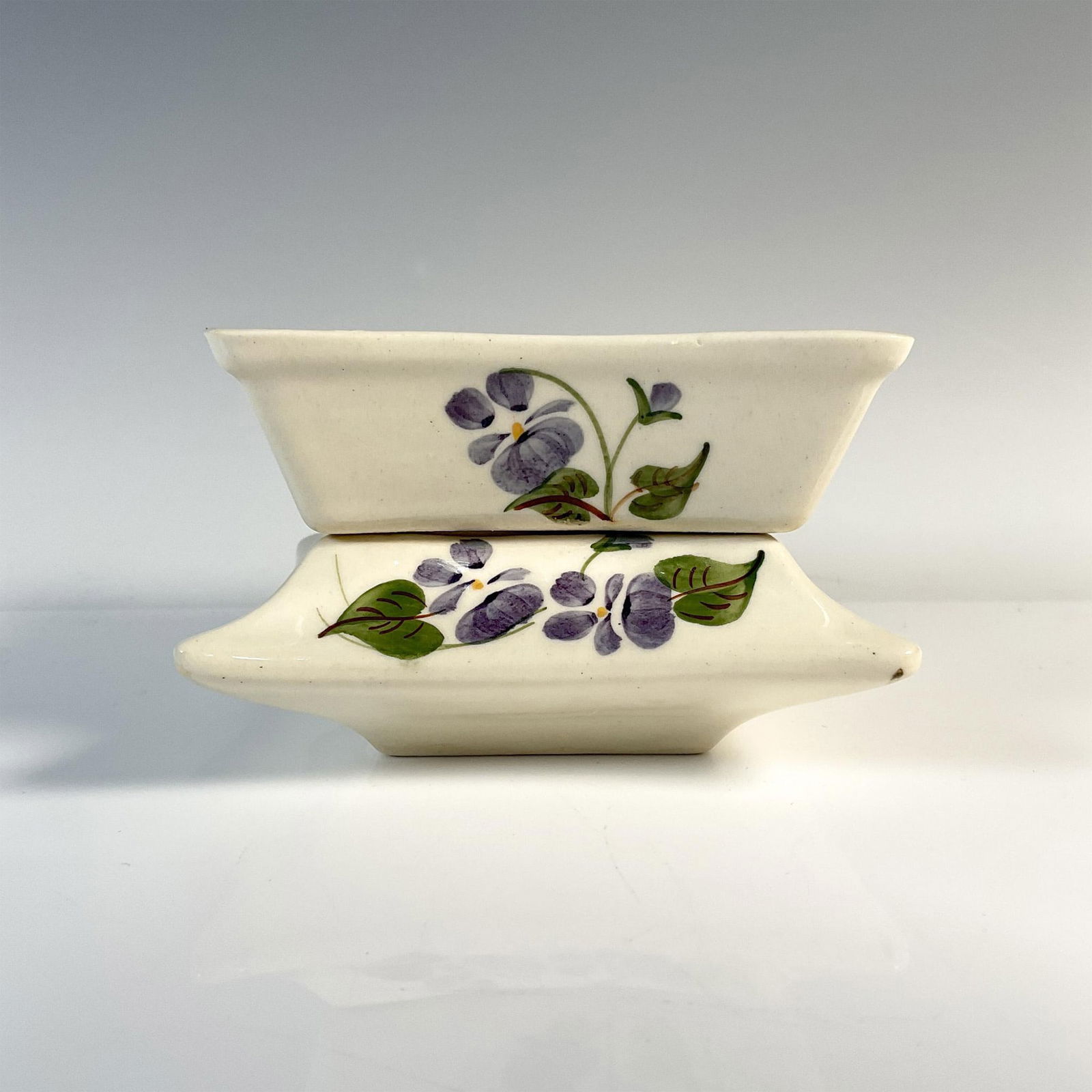 2pc Clinchfield Art Pottery Flower Pot, Violets (1 of 3)