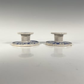 2pc Dedham Art Pottery Candlesticks