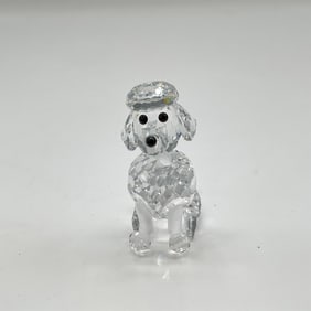 Swarovski Silver Crystal Figurine, Sitting Poodle