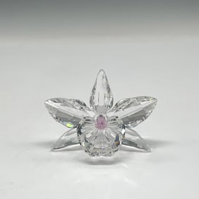 Swarovski Silver Crystal Figurine, Orchid Dark Pink Center