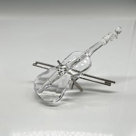 Swarovski Silver Crystal Figurine, Violin + Bow and Stand