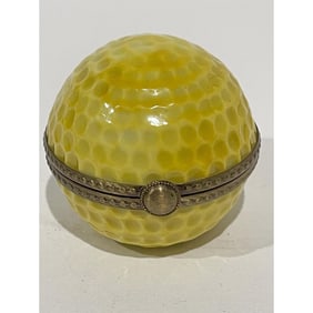 Rare Limoges France Keepsake Box, Yellow Dimpled Golf Ball