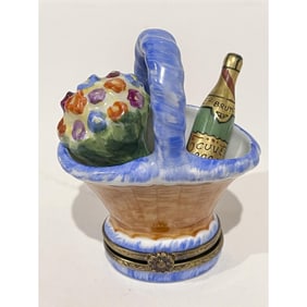 Limited Ed Limoges Keepsake, Picnic Basket Champagne Numbered