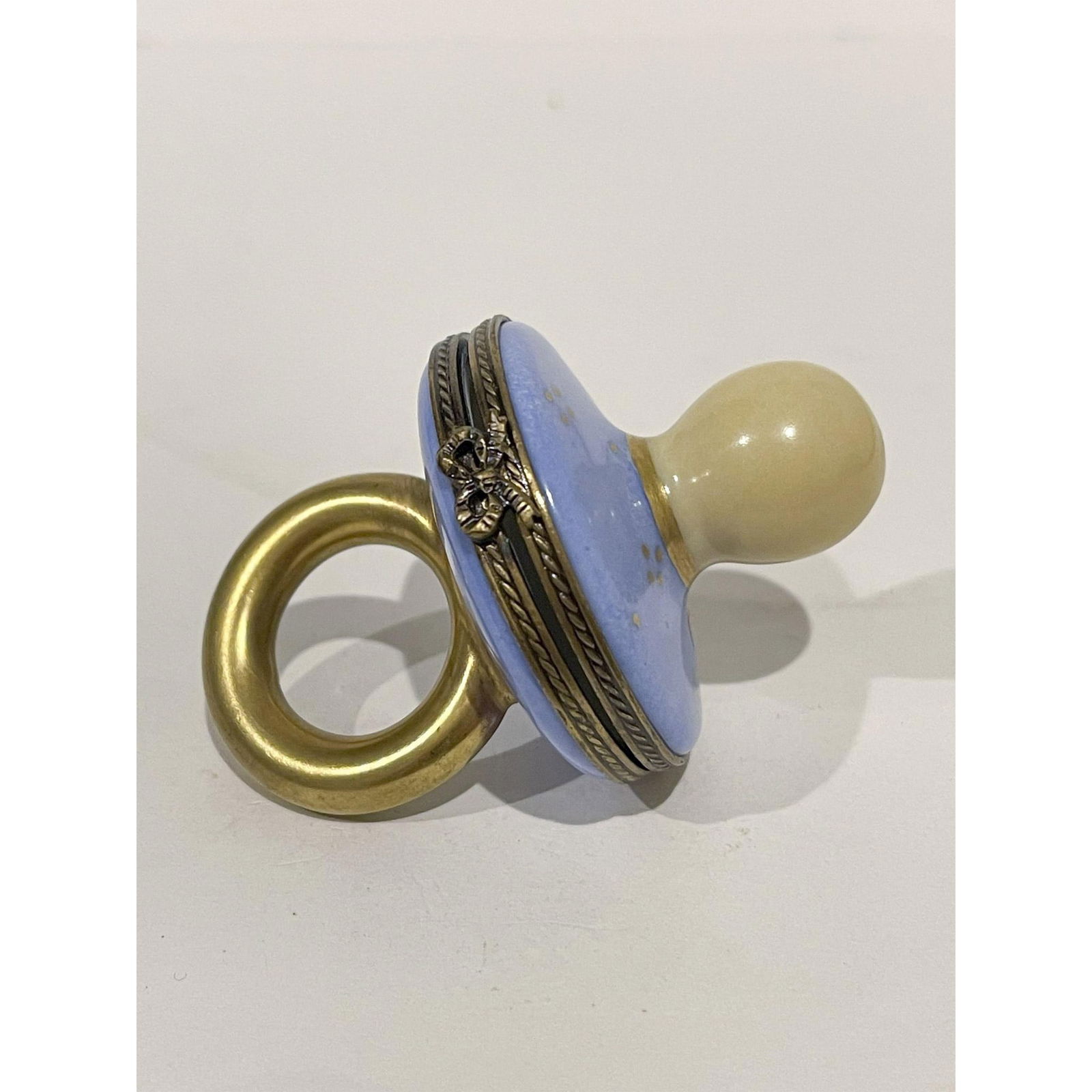 Limoges France Keepsake Box, Blue Baby Pacifier Numbered (1 of 4)