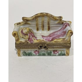 Limoges France Keepsake Box, Lutyens Garden Bench