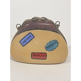Limoges France Keepsake Box, Travel Purse Paris London Rome