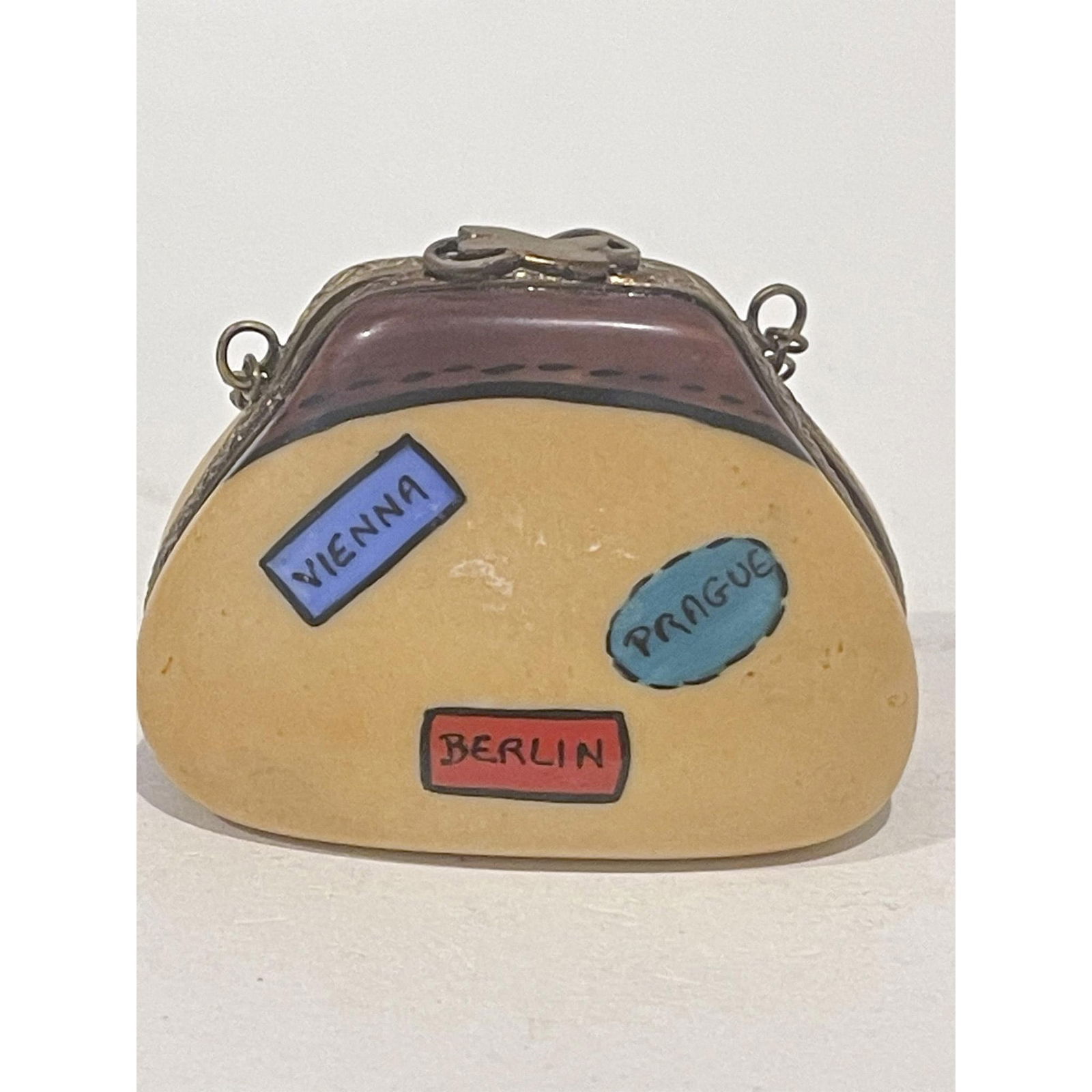 Limoges France Keepsake Box, Travel Purse Paris London Rome (1 of 3)