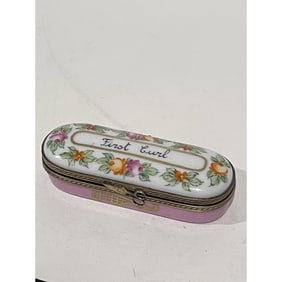 Limoges France My First Curl Oblong Floral Keepsake Box