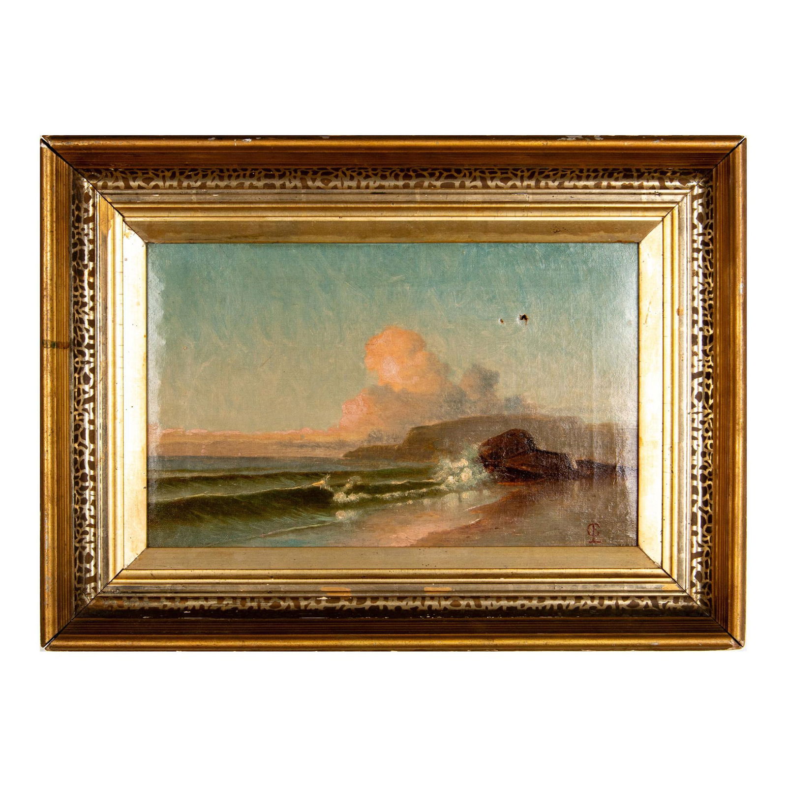 19th c. Oil on Canvas Seascape Painting, Signed (1 of 7)