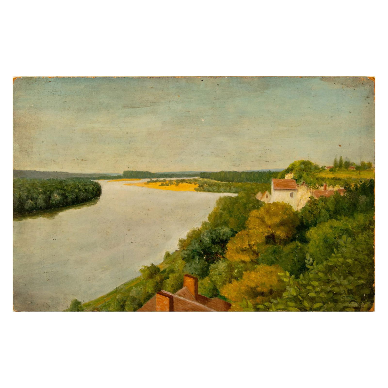Original Oil on Board, View of the Seine River, Stamped (1 of 5)