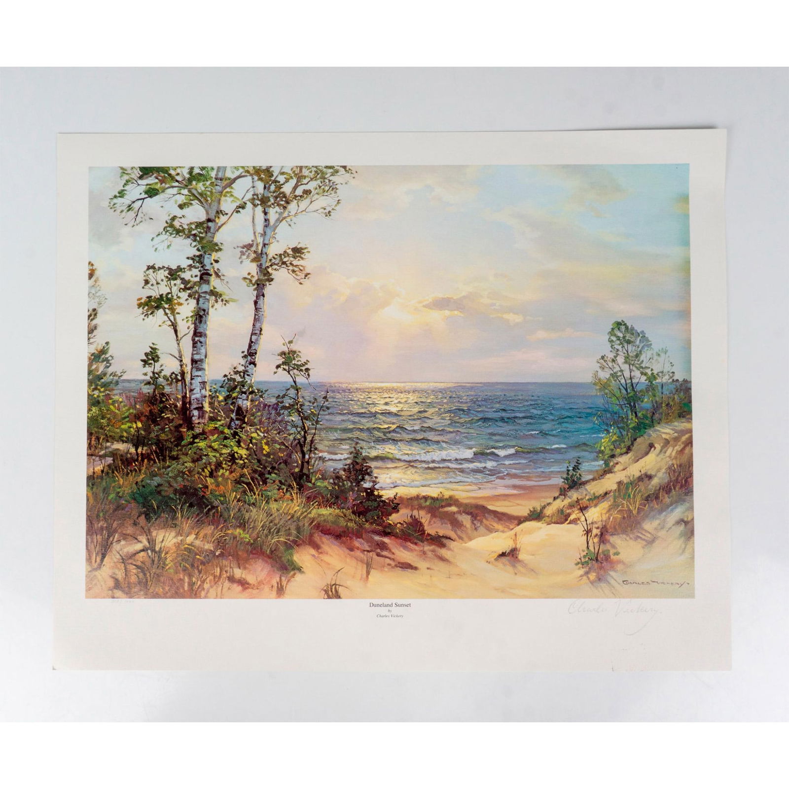 Charles Vickery, Color Lithograph, Duneland Sunset, Signed (1 of 4)