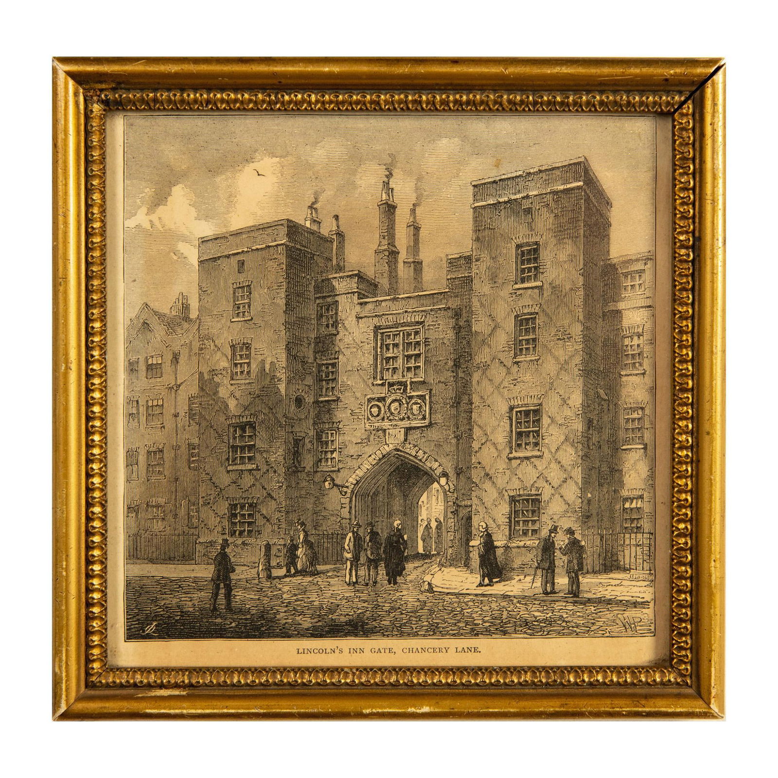Original Antique Etching on Paper, Lincoln's Inn Gate (1 of 4)