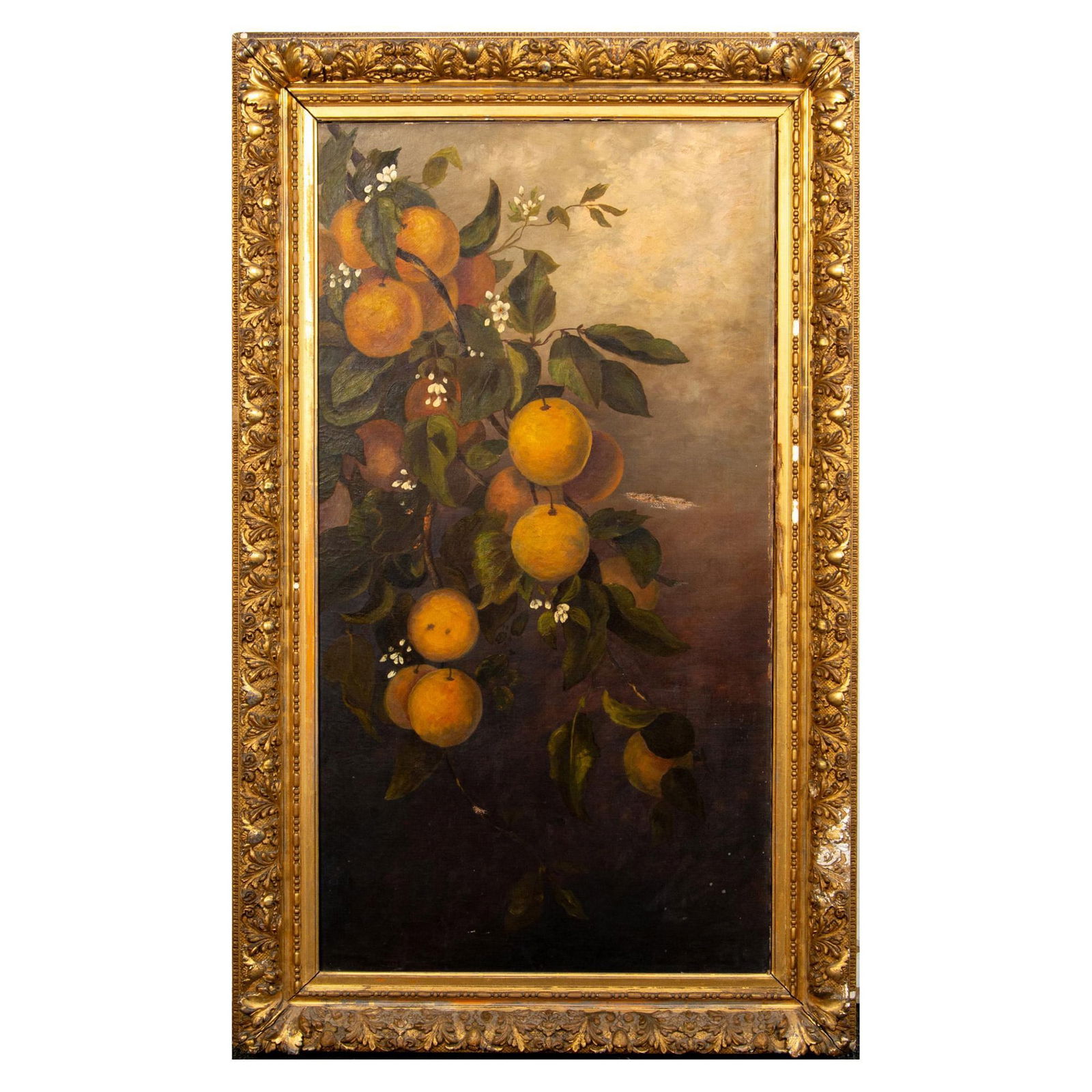 Antique Oil on Canvas Painting, Study of Orange Branch (1 of 7)